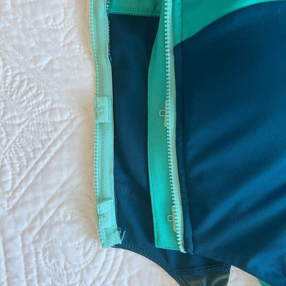 Fabletics Ella High Impact Support Zip Front Sports Bra Teal Aqua XS - Picture 5 of 5